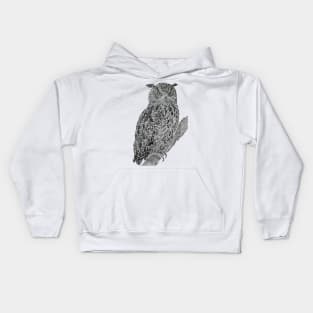 Dotwork Owl Art Print Kids Hoodie